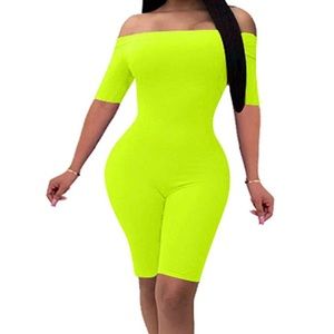 Off The Shoulder Solid Color Catsuit